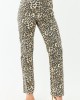Cream Leopard Print Straight Leg High Rise Jeans