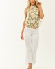 Dark Sage Floral Print Halter Neck Satin Tank Top