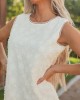 Lovelo Off White Embroidered Cotton Mini Dress