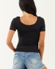 Black Butter Knit Scoop Neck Short Sleeve Top