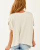 Ivory Ribbed Knit Short Sleeve Relaxed Top