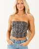 Charcoal Faux Leather Western Corset Top