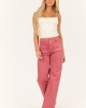 Risen Dark Coral Patch Pocket Wide Leg Jeans Risen Dark Coral Patch Pocket Wide Leg Jeans