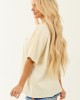 Cream Western Graphic Oversized Short Sleeve Top