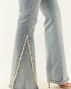 Cello Vintage Wash Stretchy Frayed Seam Flare Jeans