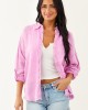 Orchid Washed Double Gauze Cotton Button Down Top