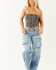 Charcoal Faux Leather Western Corset Top