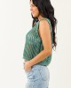 Pine Acid Wash Open Knit Cropped Tank Top