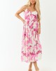 Entro Cream Floral Buttoned Sleeveless Maxi Dress