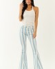 Powder Blue Striped Stretchy High Rise Flare Jeans Powder Blue Striped Stretchy High Rise Flare Jeans