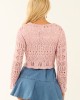 Dusty Blush Open Knit Two Tie Long Sleeve Cardigan