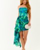 Jade Abstract Side Sash Strapless Pleated Mini Dress