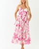 Entro Cream Floral Buttoned Sleeveless Maxi Dress