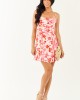 Champagne Floral Print Contrast Seam Mini Dress