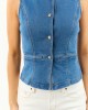 Medium Wash Stretchy Button Up Denim Vest
