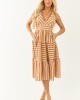 Brown Sugar Striped Sleeveless Midi Dress