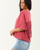 Marsala Half Sleeve Cotton Back Fringe Top
