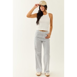 Ocean and Ivory Railroad Stripe Wide Leg Pants