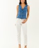 Medium Wash Stretchy Button Up Denim Vest