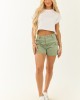 Risen Sage High Rise Cargo Stretchy Denim Shorts