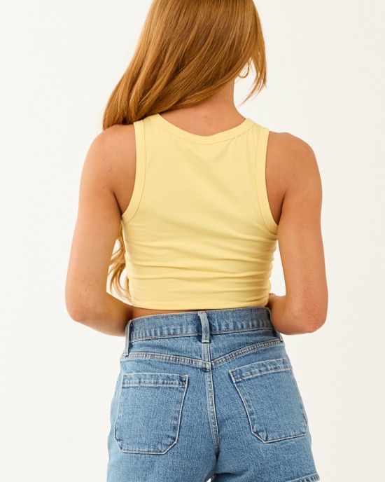 Lemon Front Twist Cropped Tank Top Lemon Front Twist Cropped Tank Top