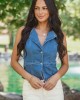 Medium Wash Stretchy Button Up Denim Vest