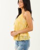 Canary Yellow Floral Swiss Dot Halter Neck Tank Top Canary Yellow Floral Swiss Dot Halter Neck Tank Top