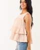 Peach Round Neck Tiered Ruffle Tank Top