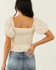 Lovelo Champagne Puff Sleeve Cotton Blouse