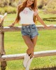 Saige Medium Wash Stretchy Tummy Control Shorts Saige Medium Wash Stretchy Tummy Control Shorts