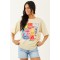 Almond Fruit Sticker Graphic Distressed Cotton Tee
