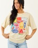 Almond Fruit Sticker Graphic Distressed Cotton Tee Almond Fruit Sticker Graphic Distressed Cotton Tee