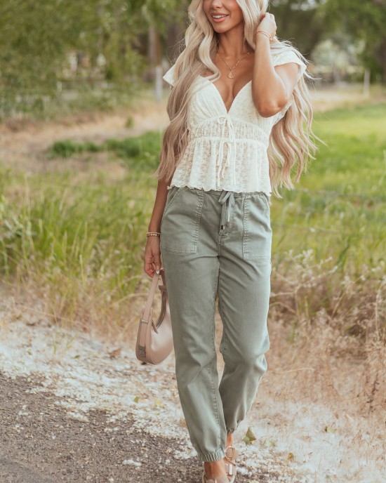 Mica Denim Faded Juniper Cropped Jogger Jeans