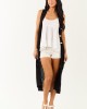 Black Open Knit Gold Buttoned Cotton Duster Vest