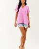 Orchid Washed Double Gauze Cotton Short Sleeve Top Orchid Washed Double Gauze Cotton Short Sleeve Top