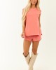 Deep Coral Oversized Sleeveless Top and Short Set Deep Coral Oversized Sleeveless Top and Short Set