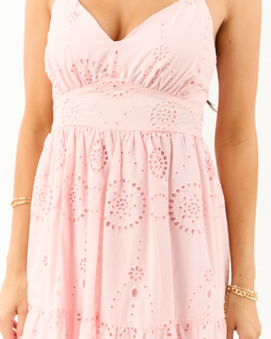 Carnation Floral Eyelet Sleeveless Cotton Maxi Dress