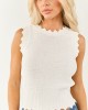 Off White Knit Scalloped Detail Tank Top Off White Knit Scalloped Detail Tank Top