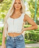 Ivory Lace Smocked Back Cropped Tank Top Ivory Lace Smocked Back Cropped Tank Top