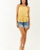 Canary Yellow Floral Swiss Dot Halter Neck Tank Top Canary Yellow Floral Swiss Dot Halter Neck Tank Top