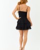Black Bust Tie Sleeveless Tiered Ruffle Mini Dress
