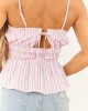 Carnation Striped Smocked Waist Peplum Tank Top