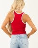 Cherry Stretchy Knit Contrast Trim Tank Top