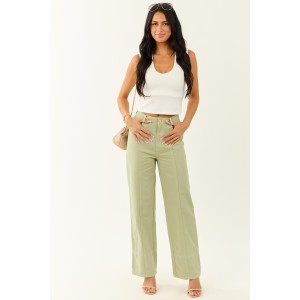Sage High Waisted Straight Leg Denim Pants