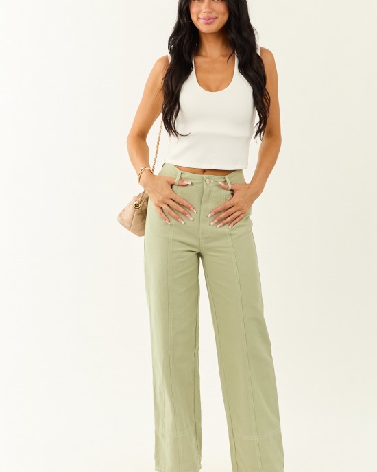Sage High Waisted Straight Leg Denim Pants