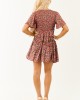 Sepia Floral Print Smocked Tiered Mini Dress Sepia Floral Print Smocked Tiered Mini Dress
