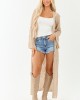 Almond Tie Front Flare Sleeve Knit Duster Cardigan
