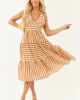 Brown Sugar Striped Sleeveless Midi Dress