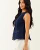 She+Sky Dark Wash Stretchy Denim Button Down Vest