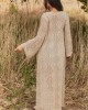 Almond Tie Front Flare Sleeve Knit Duster Cardigan